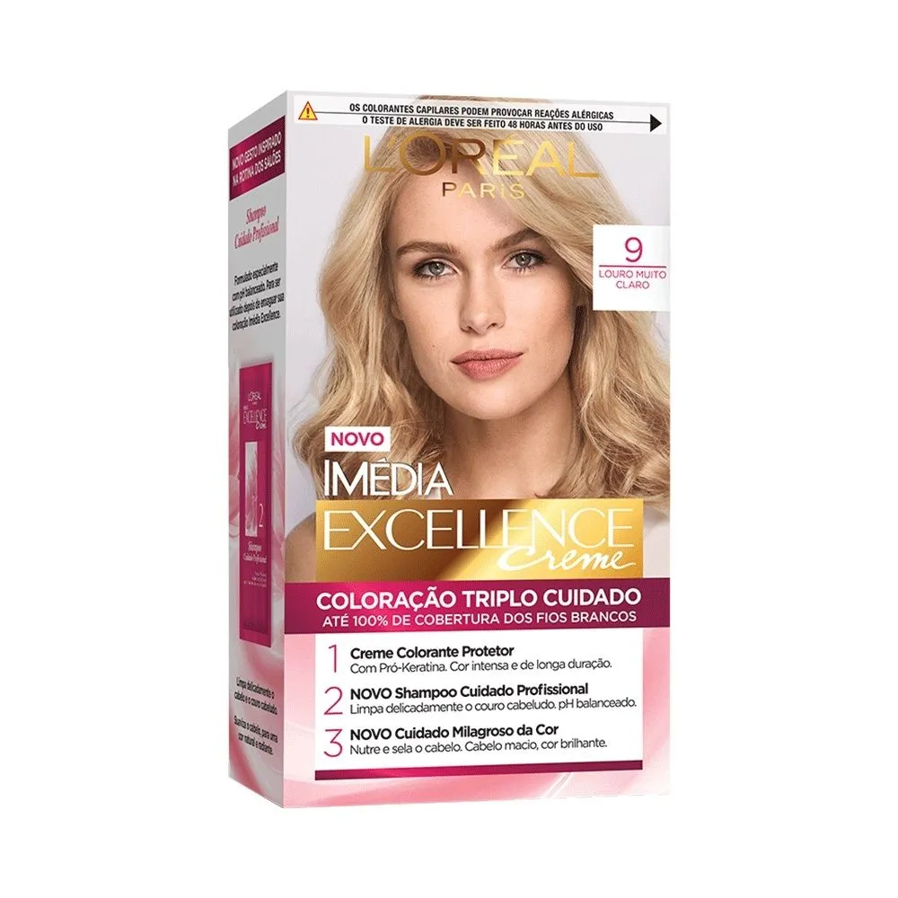 Coloração Imédia Excellence Creme 9 Louro Muito Claro