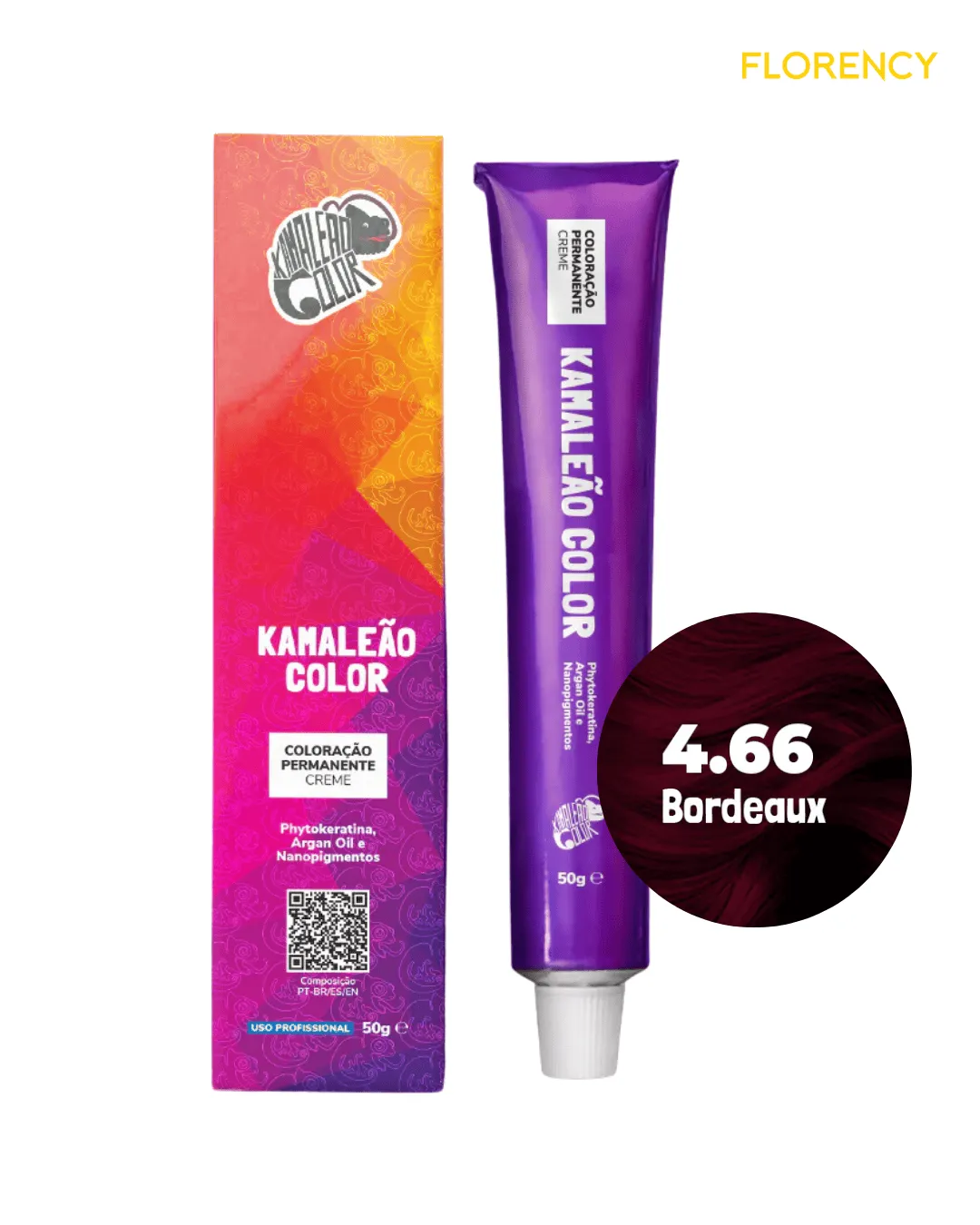 Coloração Kamaleão Color Permanente Bordeaux 4.66 50g