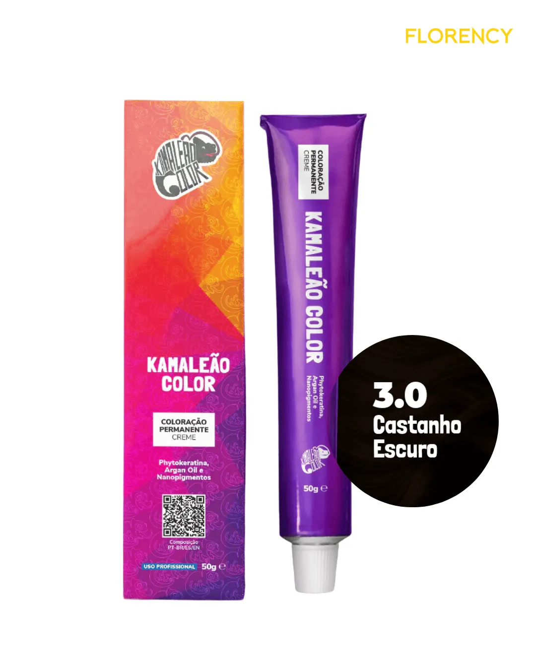 Coloração Kamaleão Color Permanente Castanho Escuro 3.0 50g