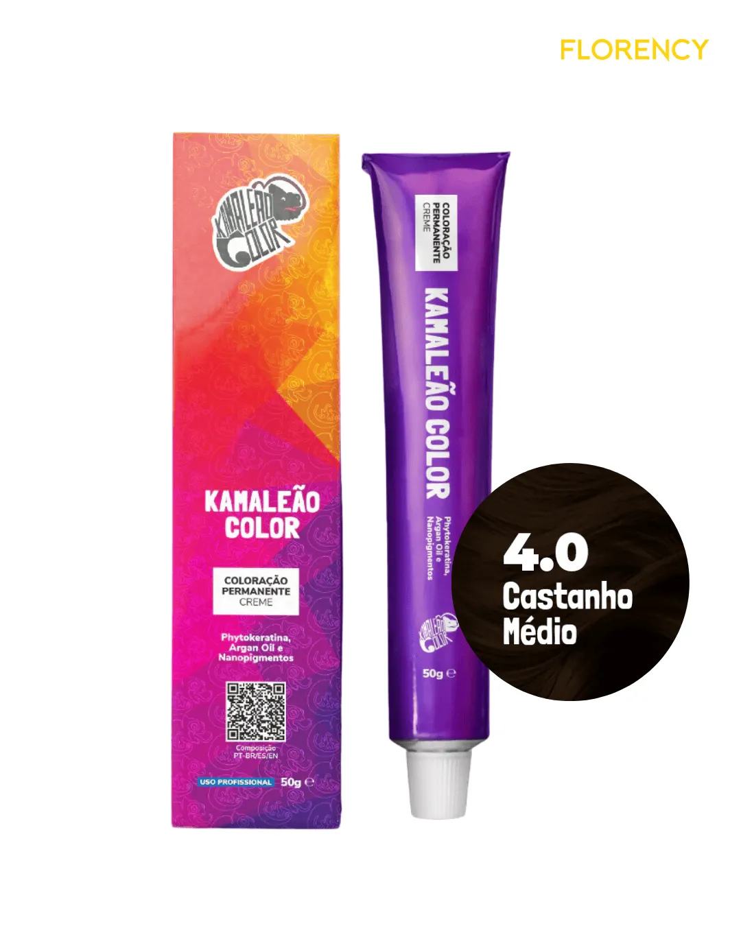 Coloração Kamaleão Color Permanente Castanho Médio 4.0 50g