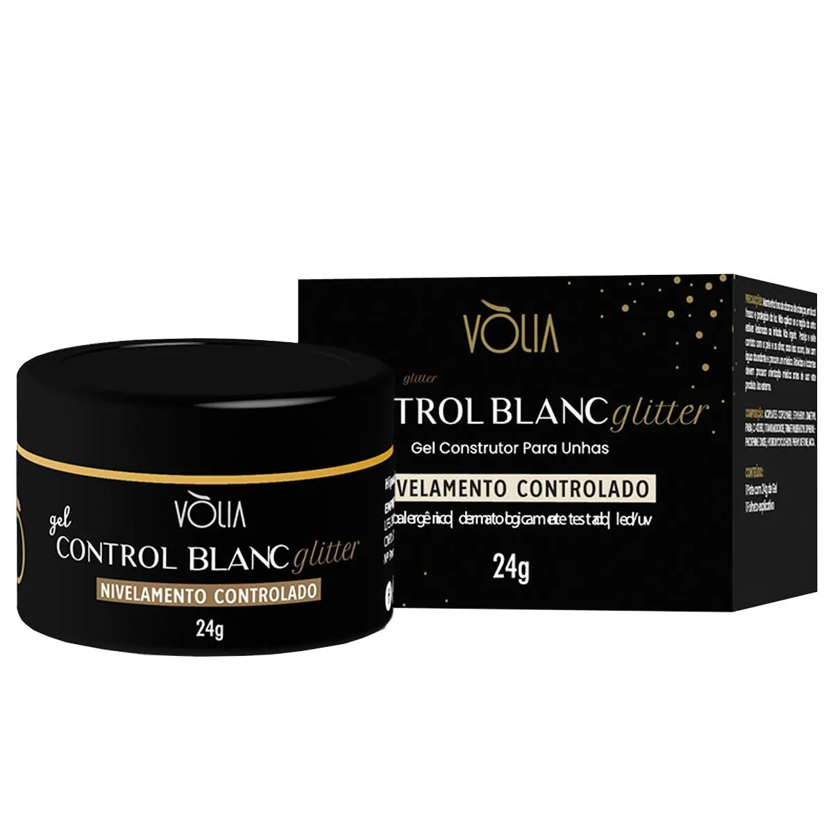 Gel Control Nivelamento Controlado Vòlia 24g Blanc Glitter