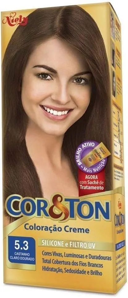 Cor & Ton Coloração Creme Castanho Claro Dourado 5.3