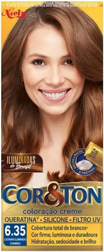 Cor & Ton Coloração Creme Castanho Iluminado Caramelo 6.35