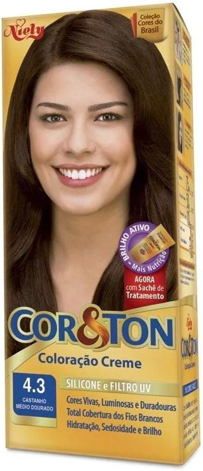 Cor & Ton Coloração Creme Castanho Médio Dourado 4.3