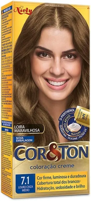 Cor & Ton Coloração Creme Louro Cinza Médio 7.1