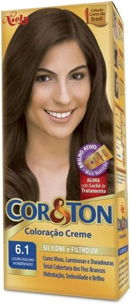 Cor & Ton Coloração Creme Louro Escuro Acinzentado 6.1