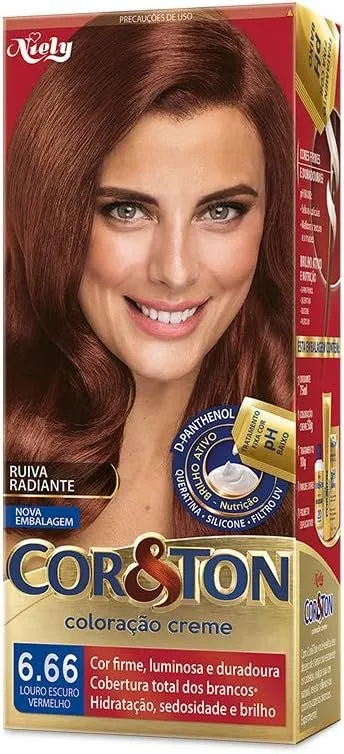 Cor & Ton Coloração Creme Louro Escuro Vermelho 6.66