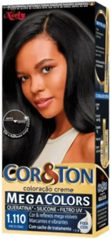 Cor & Ton Coloração Creme Preto Onix 1.110