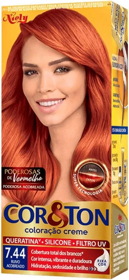 Cor & Ton Coloração Creme Ruivo Acobreado 7.44