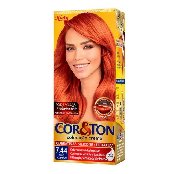 Coloração em creme 7.44 ruivo acobreado - Cor & ton