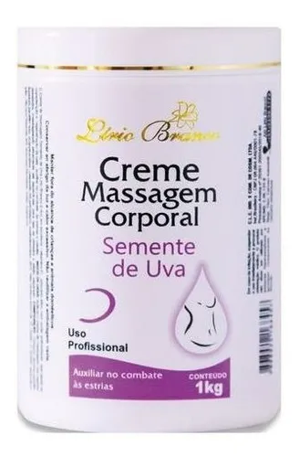 Creme de Massagem Corporal Semente De Uva 1Kg Lirio Branco