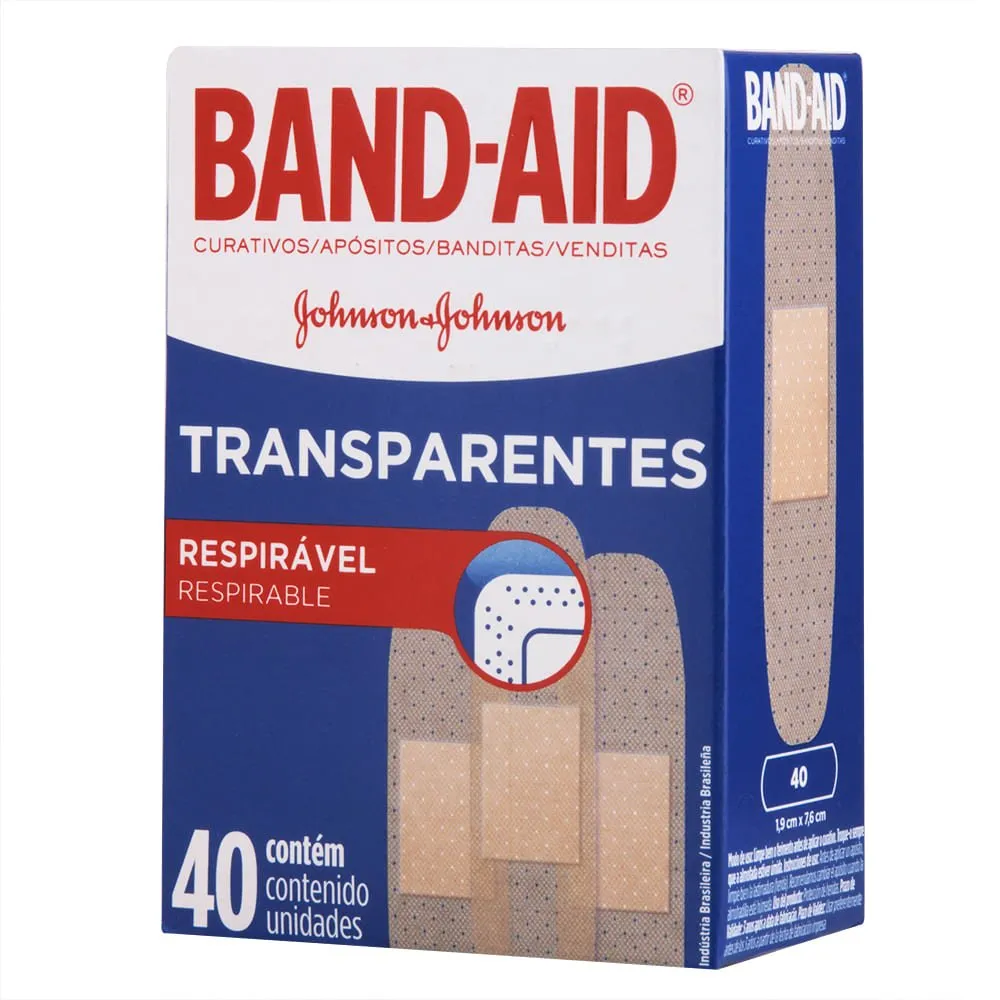 Band-Aid Curativos Adesivos Transparente 40UN