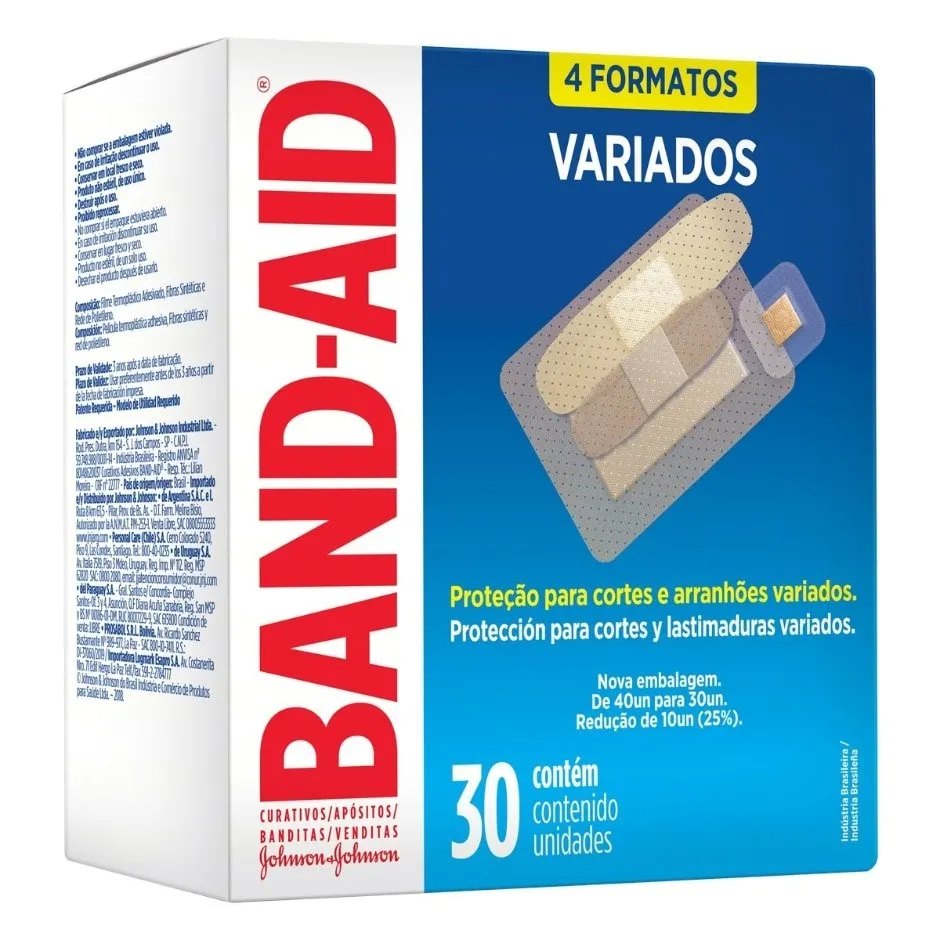Band-Aid Curativos Adesivos Transparente Variados 30UN