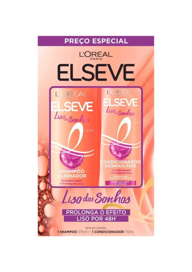 Kit Shampoo 375ml Condicionador 170ml Liso Dos Sonhos - L'Oréal Elseve