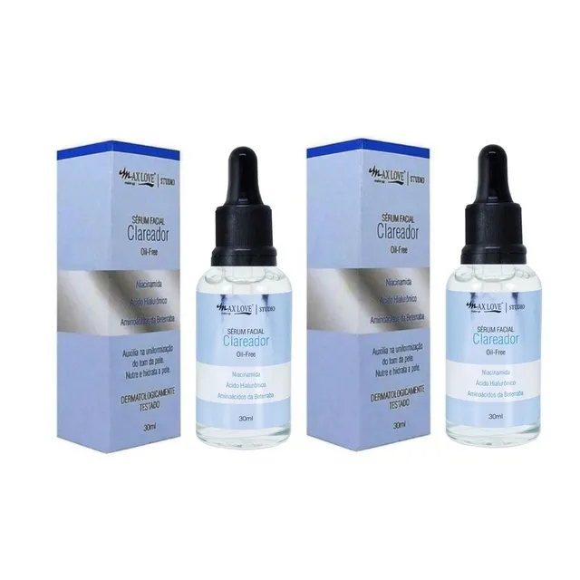 Kit 2 Serum Clareador Max Love Para Pele Seca Oleosa Manchas de Acne Melasma