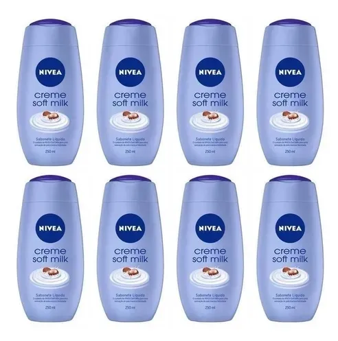 Kit 8 Unidades De Sabonete Liquido Soft Milk 250ml Nivea