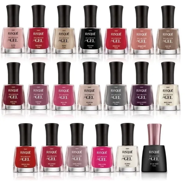 Kit 20 Esmaltes Risque Diamond Gel Várias Cores