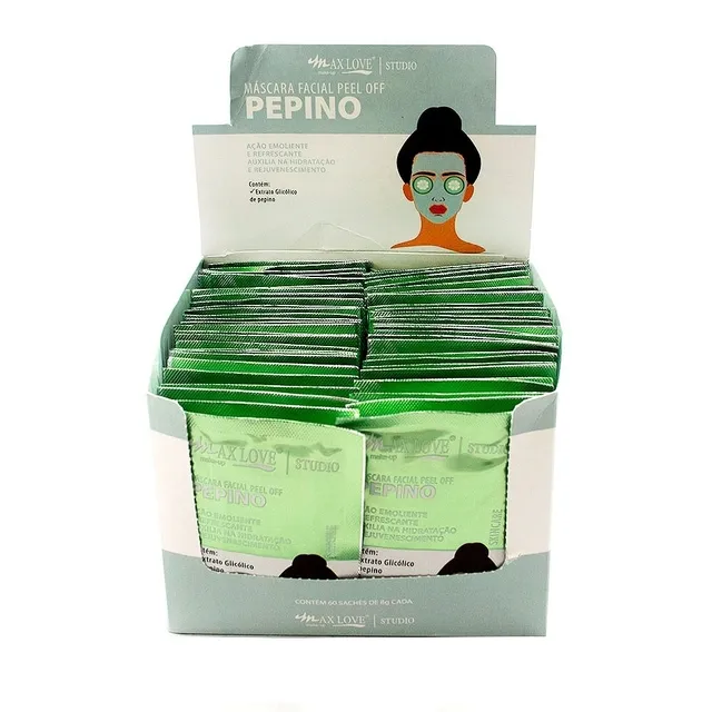Display c/ 60 unid de Máscara Facial Peel Off Pepino 8g Max Love