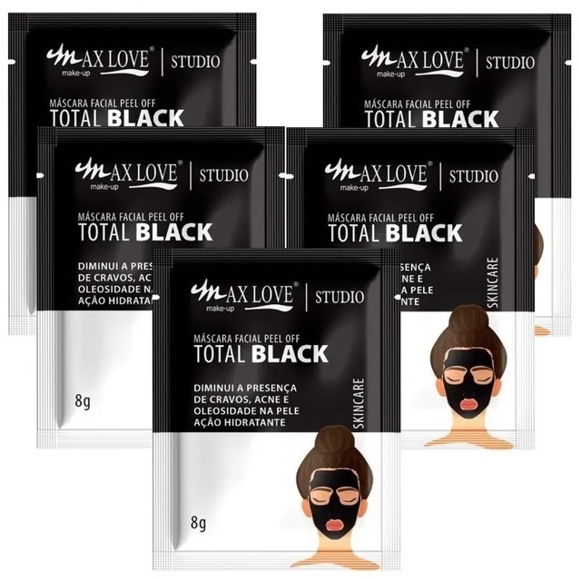 Max Love Kit Com 6 Máscaras Peel Off Total Black 8g