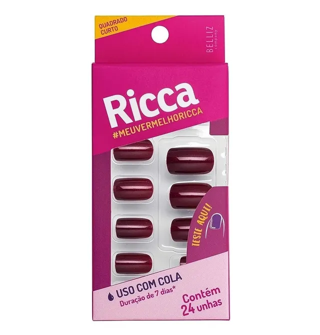 Unhas Ricca Vermelho Seda Ref: 1974