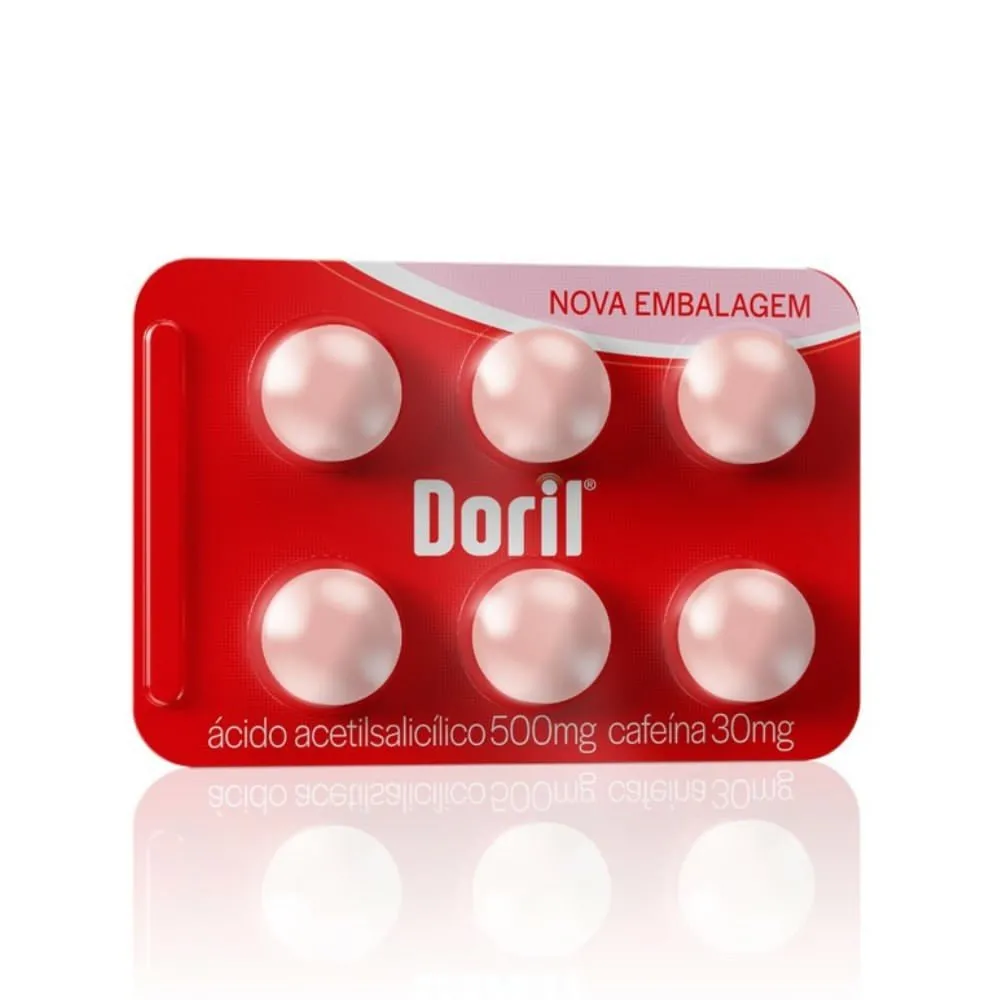 Doril Acido Acetilsalicilico 500mg + Cafeína 30mg 6 Comprimidos