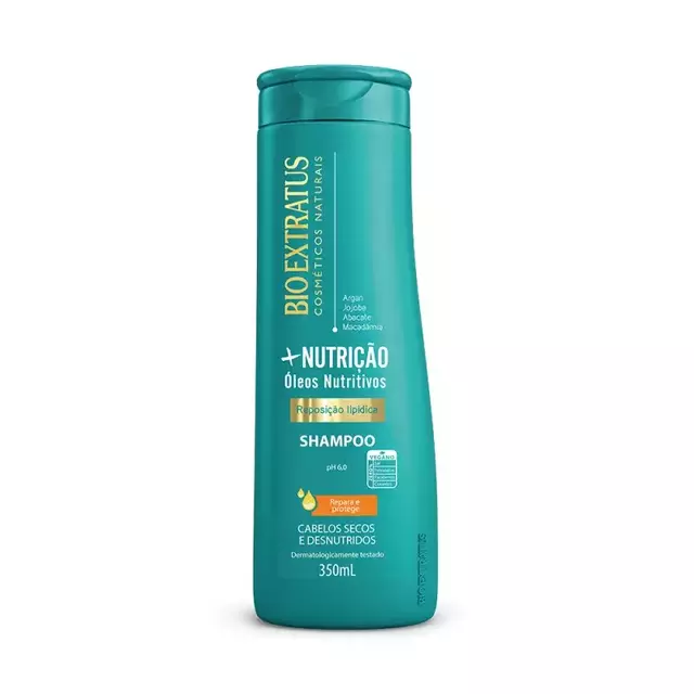 Nutrição óleos nutritivos shampoo reposição lipídica 350ml -  Bio extratus