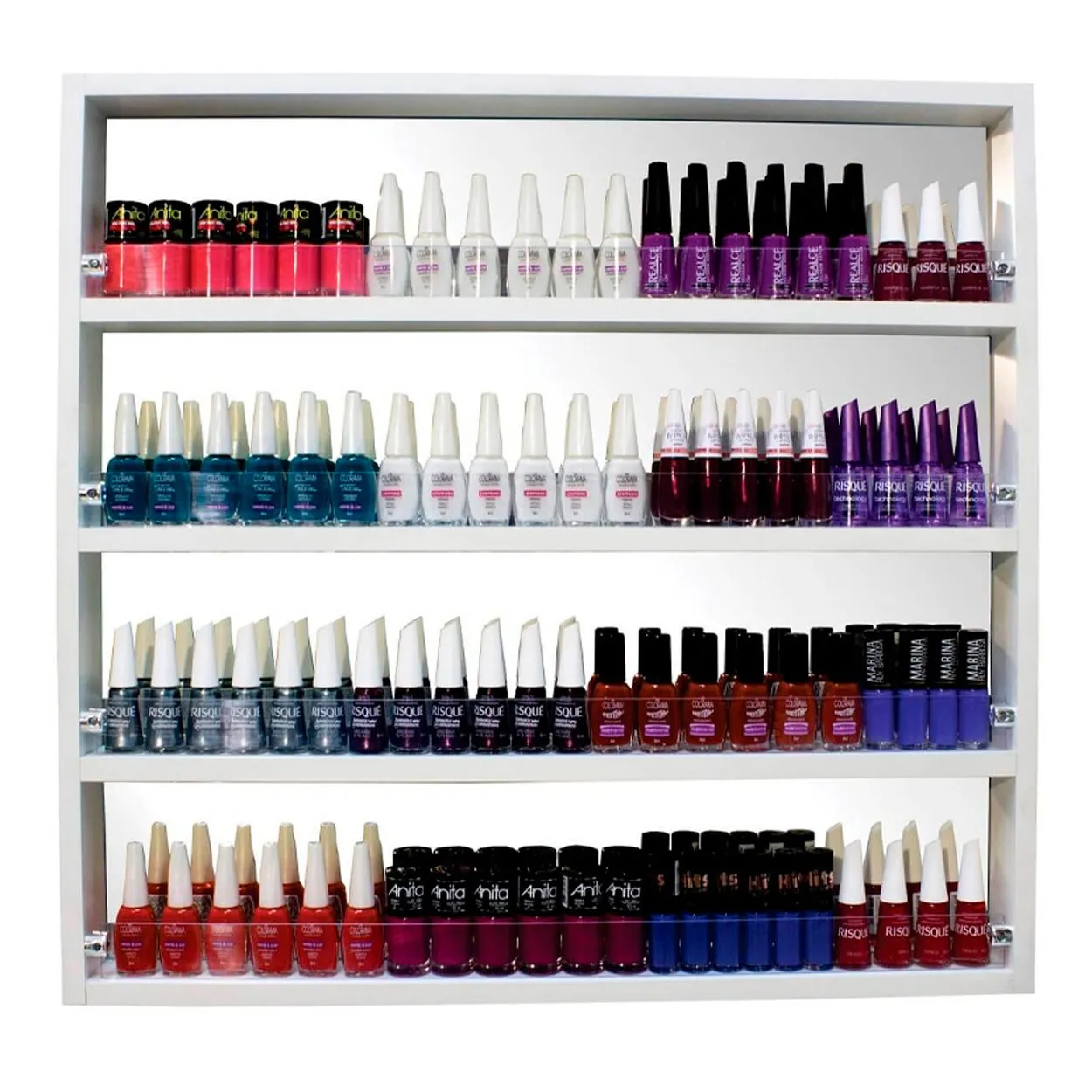Expositor de Esmaltes Glaze Com Espelho Kixiki Móveis Branco