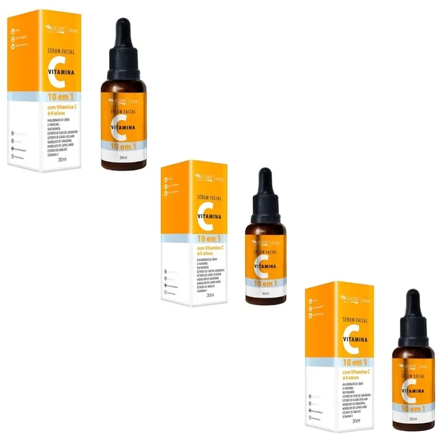 kit com 3 Séruns Vitamina C 10 em 1 Max Love