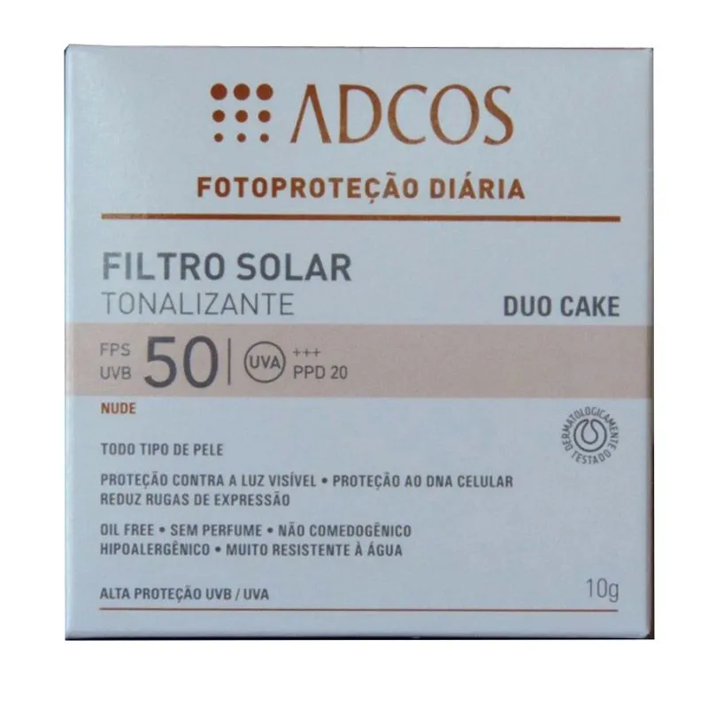 Filtro Solar Adcos Tonalizante Duo Cake Fps 50 Beige 10 G