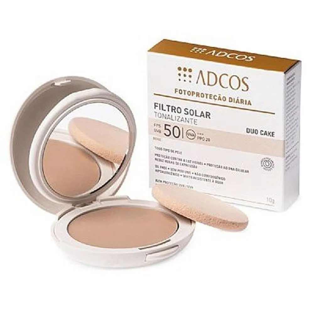 Filtro Solar Adcos Tonalizante Duo Cake Fps 50 Nude 10 G