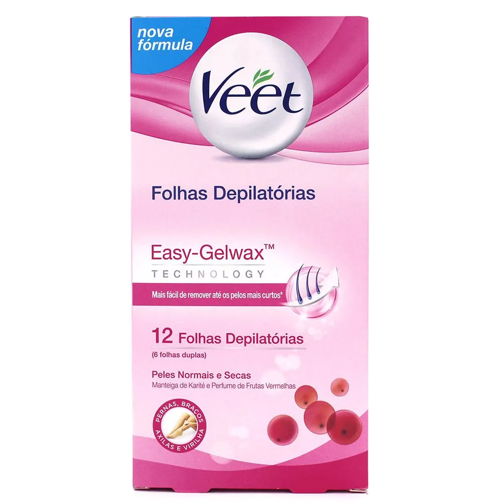 Folhas Prontas Para Depilação Corporal Veet Pele Normal Com 12 Unidades