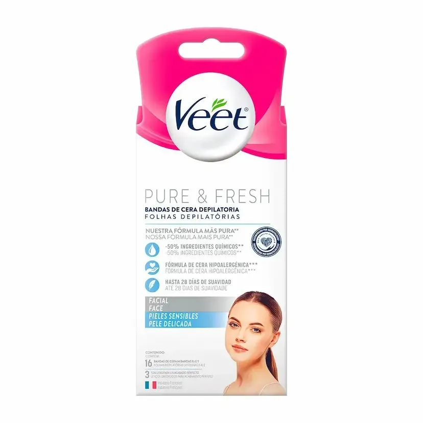 Folhas Prontas Depilação Facial Veet 12un Pele Delicada