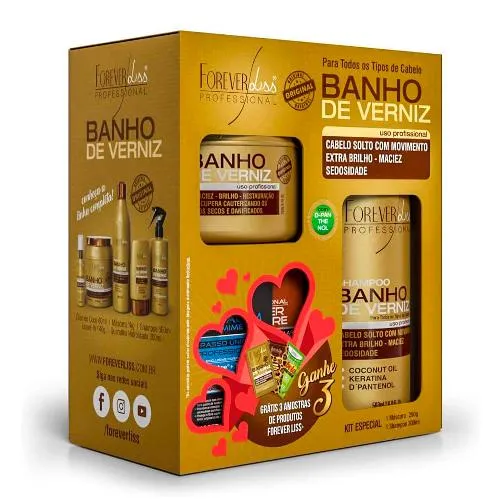 Kit Forever Liss Banho de Verniz Shampoo 300ml + Máscara 250g