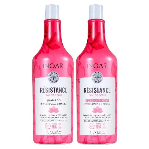 Kit Inoar Résistance Flor de Lótus Shampoo e Condicionador 1 Litro