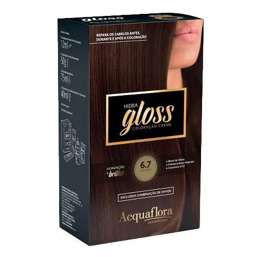 Coloração Creme Kit Acquaflora Hidra Gloss 6.7 Chocolate