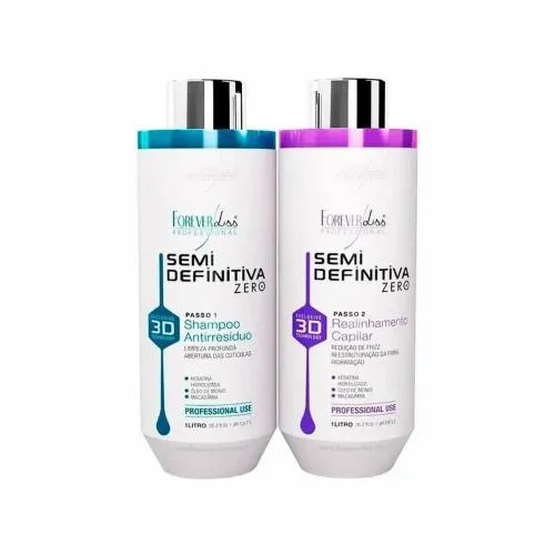Kit Escova Semi Definitiva Forever Liss Zero Formol 2 Passos - 1 Litro