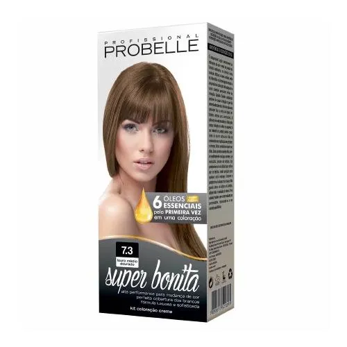 Coloração Probelle Super Bonita 7.3 Louro Médio Dourado 50g