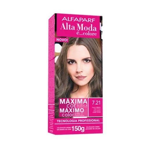 Coloração Creme Alta Moda Alfaparf Cor 7.21 Louro Médio Irisé Cinza