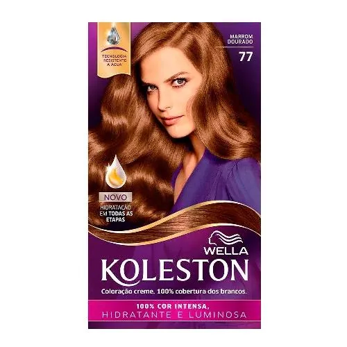 Coloração Creme Kit Koleston 77 Marrom Dourado