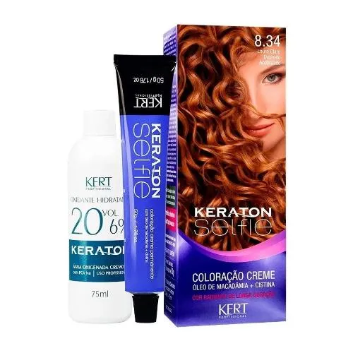 Coloração Kert Keraton Selfie 8.34 Louro Claro Dourado Acobreado