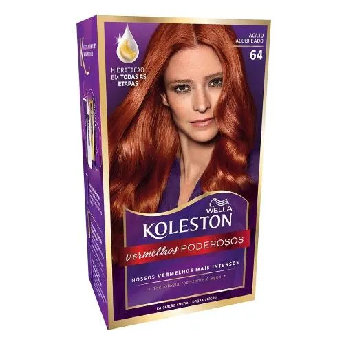 Coloração Creme Kit Koleston Vermelhos Poderosos 64 Acaju Acobreado
