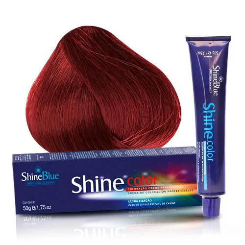 Coloração Creme Shine Blue 66.66 Louro Escuro Vermelho Intenso Especial Cereja 50g