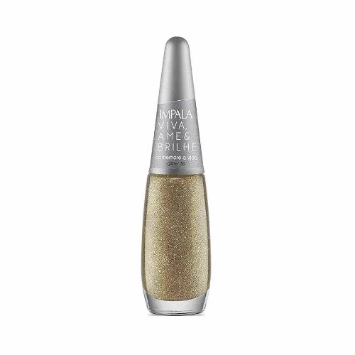 Esmalte Impala Glitter 3D Viva, Ame e Brilhe - Comemore a Vida