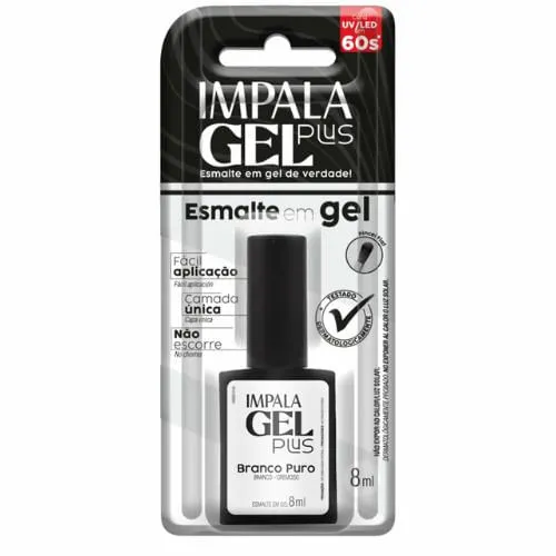 Esmalte em Gel Impala Plus Branco Puro Cremoso 8ml
