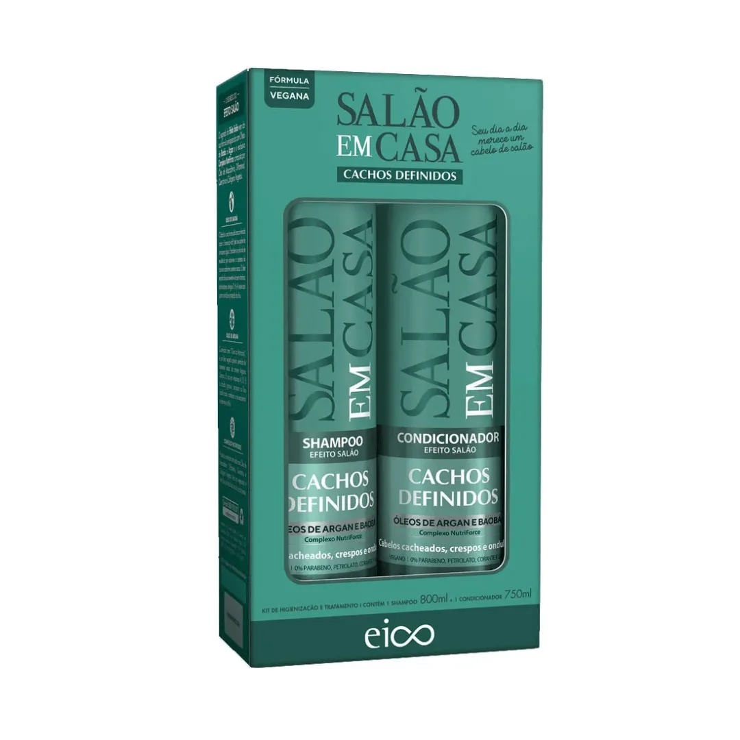 Kit Eico Salão em Casa Cachos Definidos - Shampoo 800ml + Condicionador 750ml