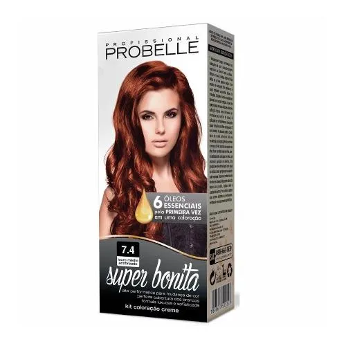 Coloração Probelle Super Bonita 7.4 Louro Médio Acobreado 50g
