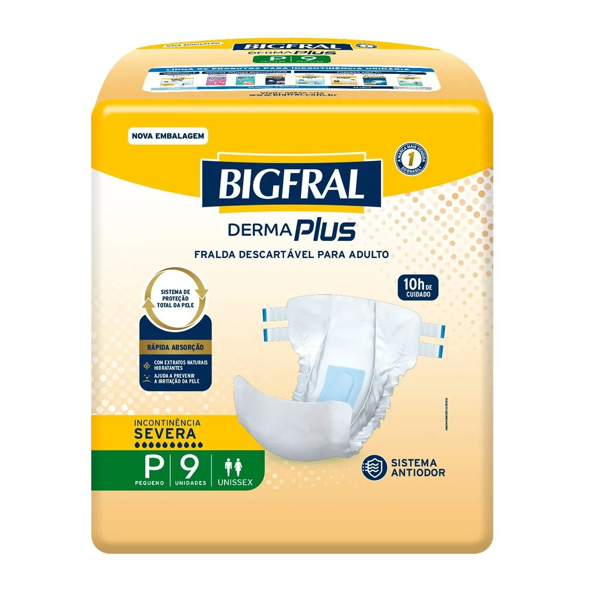 Fralda Geriátrica Descartável Bigfral Plus Adulto Tamanho Pequeno Com 09 Unidades