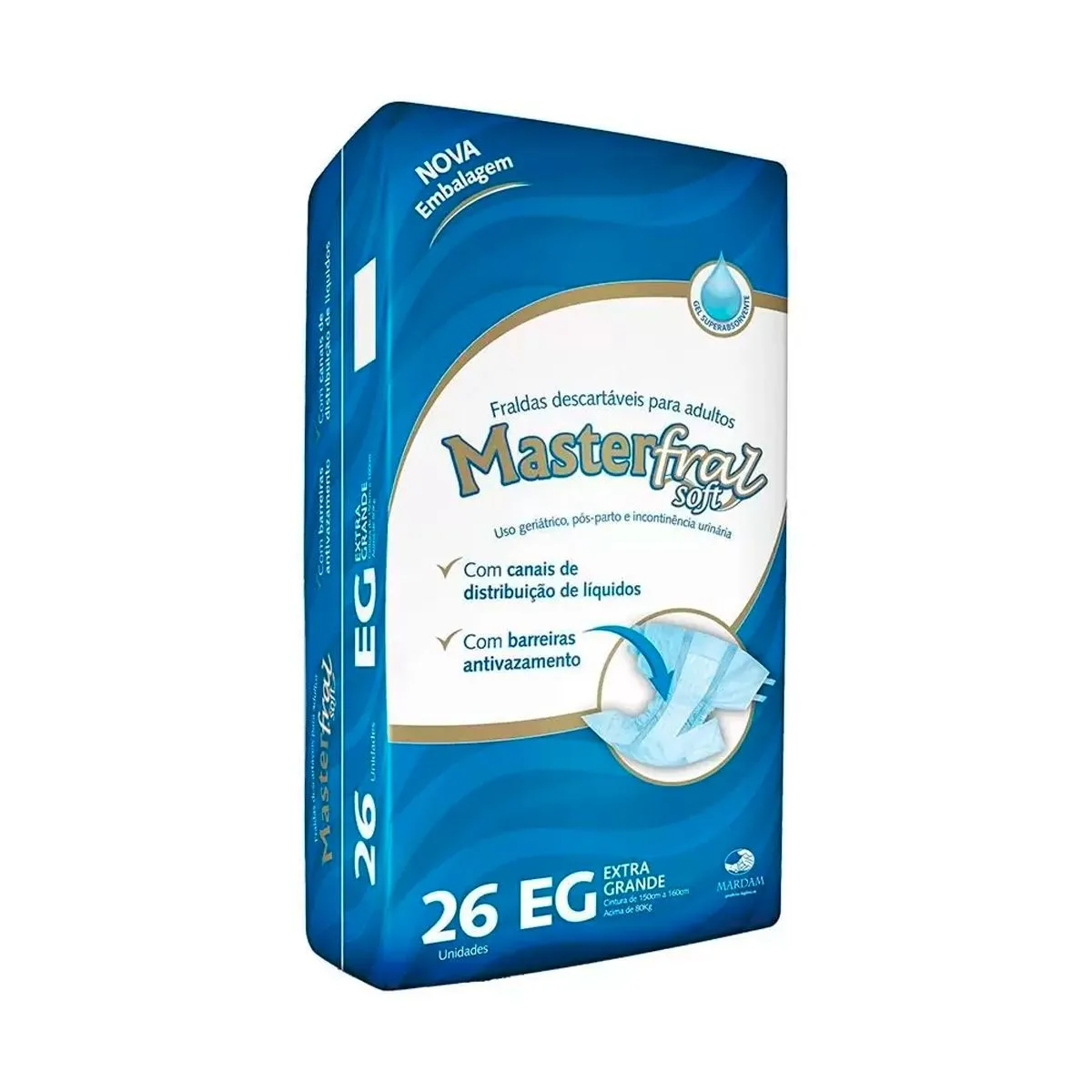 Fralda Geriátrica Descartável Masterfral Soft Extra Grande Com 26 Unidades