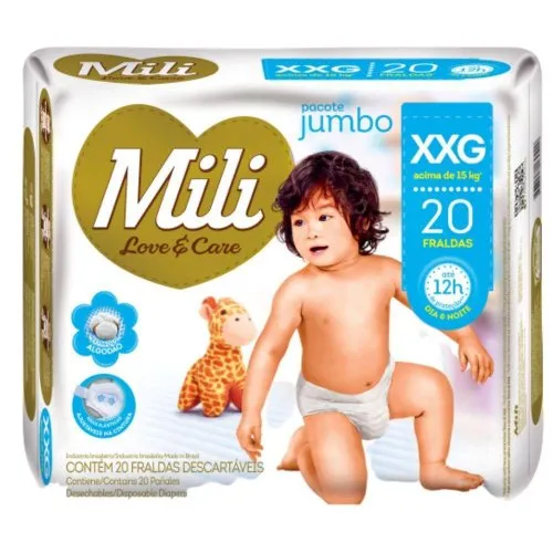 Mili Fralda Love e Care Jumbo XXG 20UN