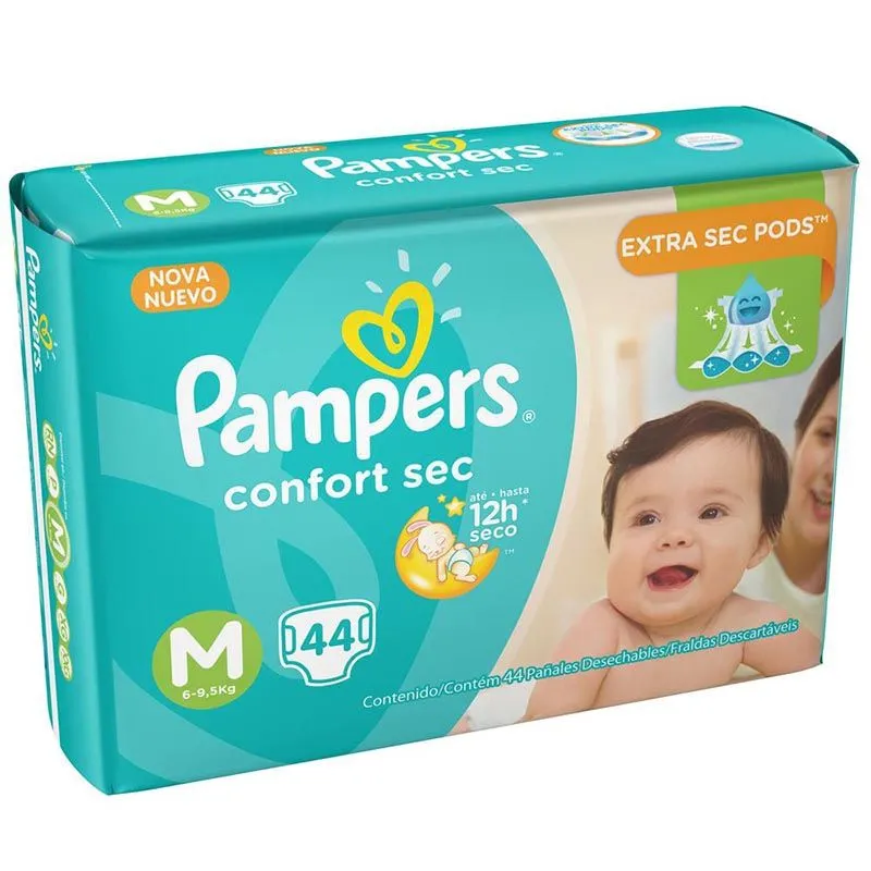 Fralda Pampers Confort Sec Tamanho M Com 44 Unidades